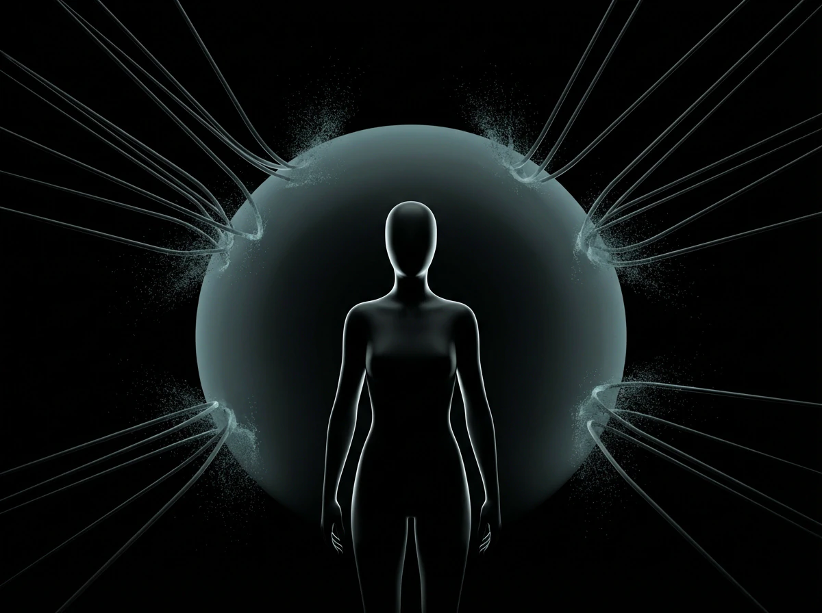 Cloaked digital environment deflecting surveillance signals in darkness